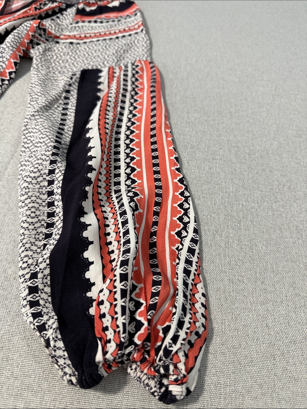 Sanctuary Striped Boho Tie-Neck Blouse in Coral, Black & White Size Small - Picture 11 of 14